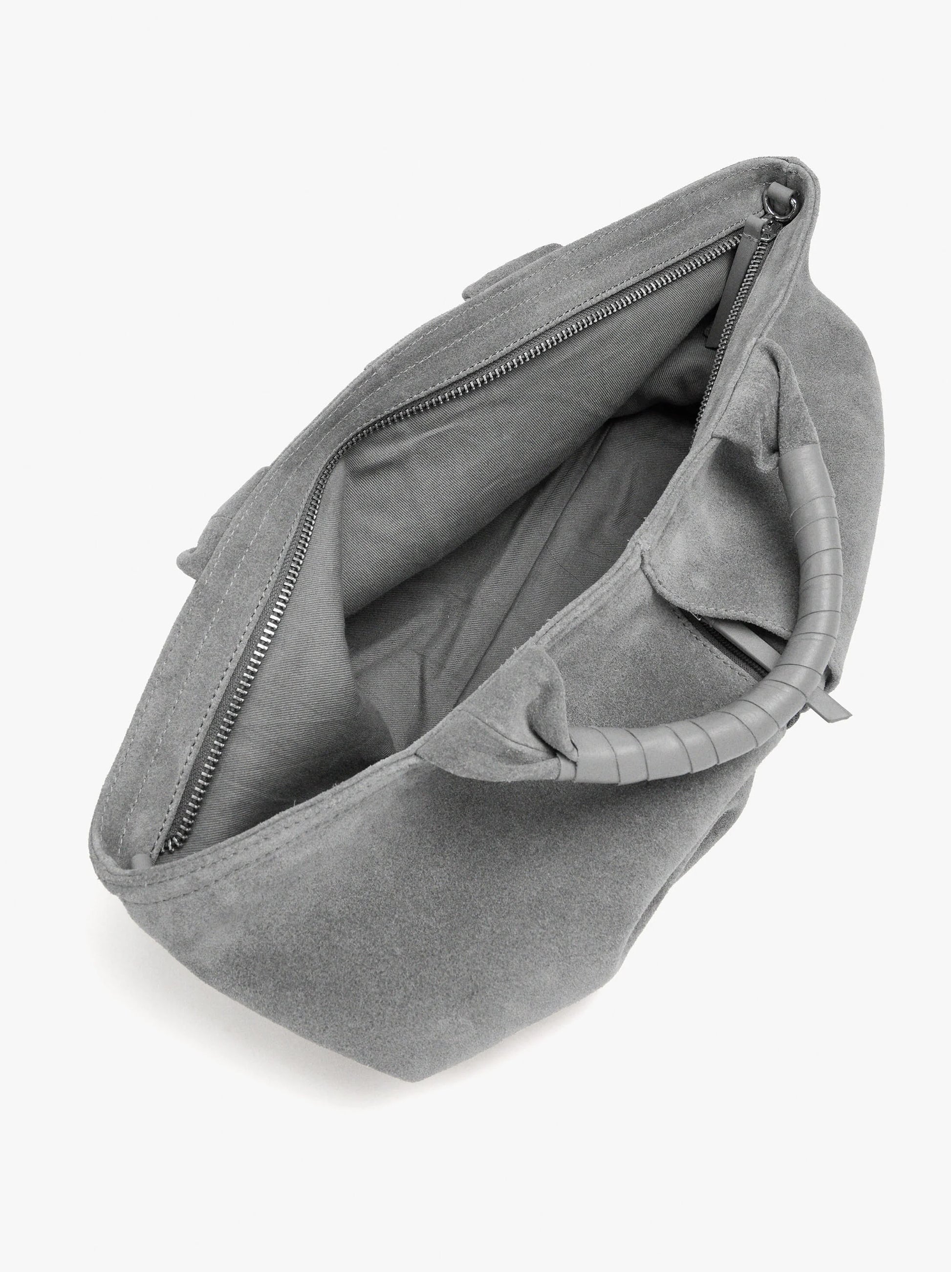 Bolso de Piel Gris | Bolso de Mano Minimalista Elegante